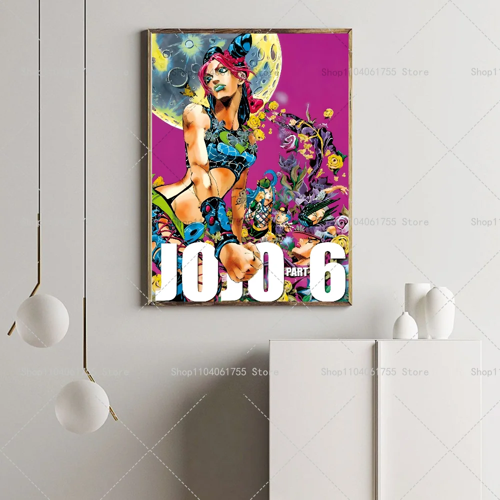 1PC Anime JoJo Bizarre Adventure Poster Self-adhesive Art Waterproof Paper Sticker Coffee House Bar Room Wall Decor