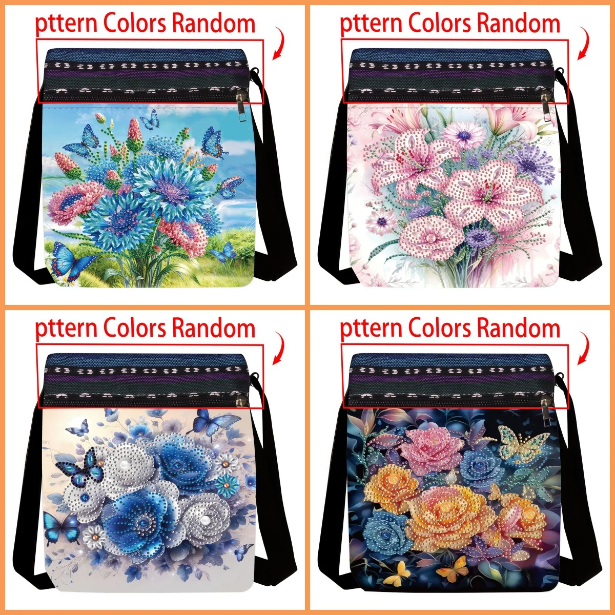 1 Piece Diamond Painting kit Messenger bag Butterfly flower Pattern canvas Material storage good things ladies holiday gifts
