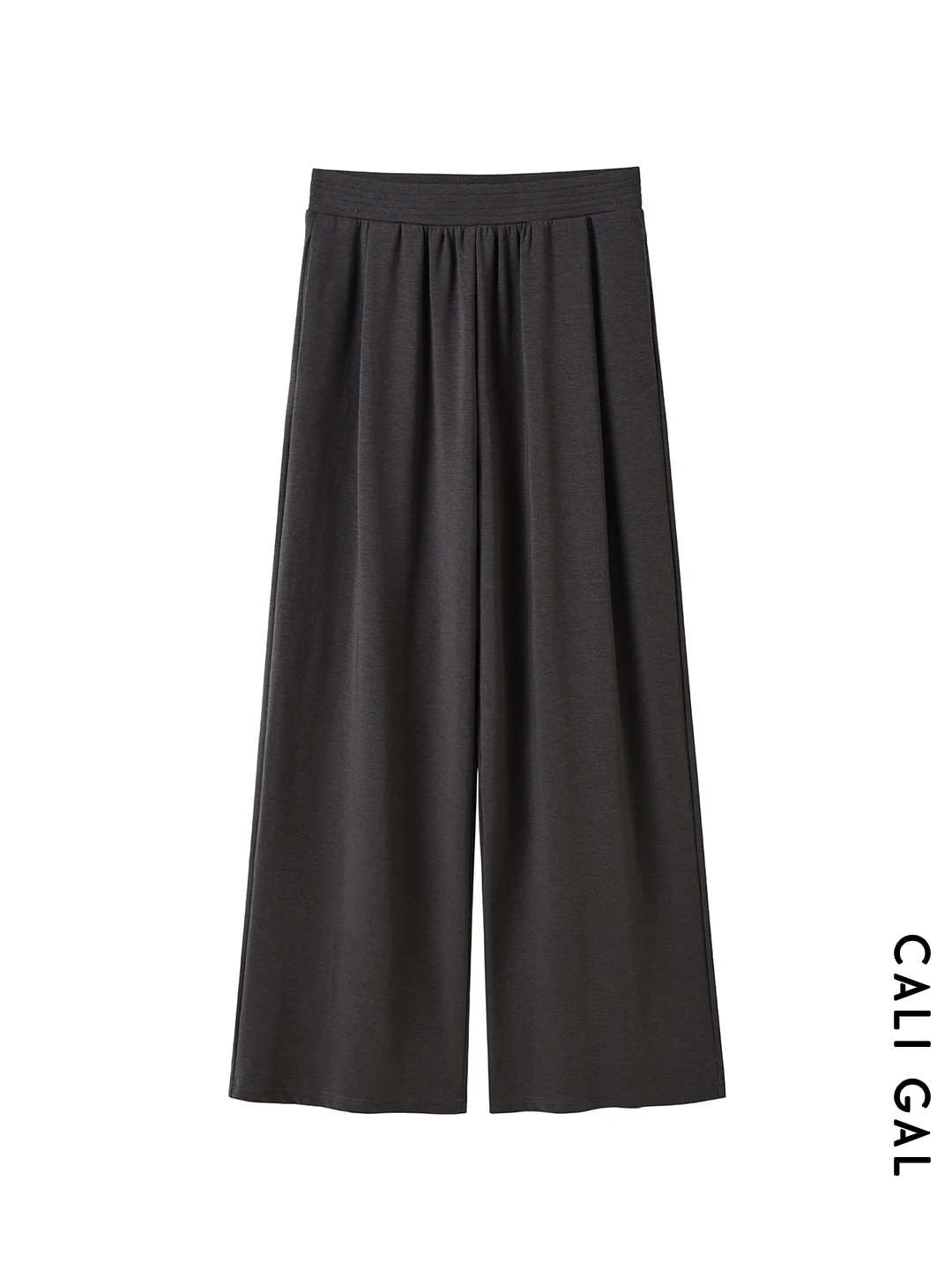 

CALIGAL Autumn Casual Loose Wide Leg Pants Draped Slimming Elastic Waist Polyester Cotton Spandex Blend Women's Faion