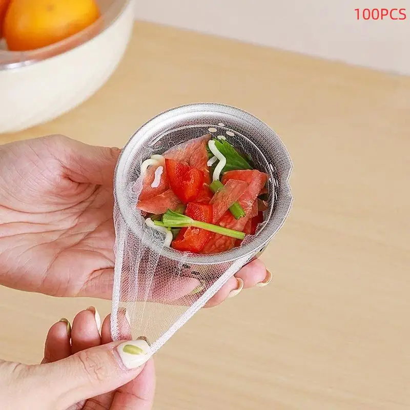 100 Pcs Disposable Kitchen Sink Filter Strainer Sewer Filtering Net Stopper Catcher Waste Collector For Home Accessories