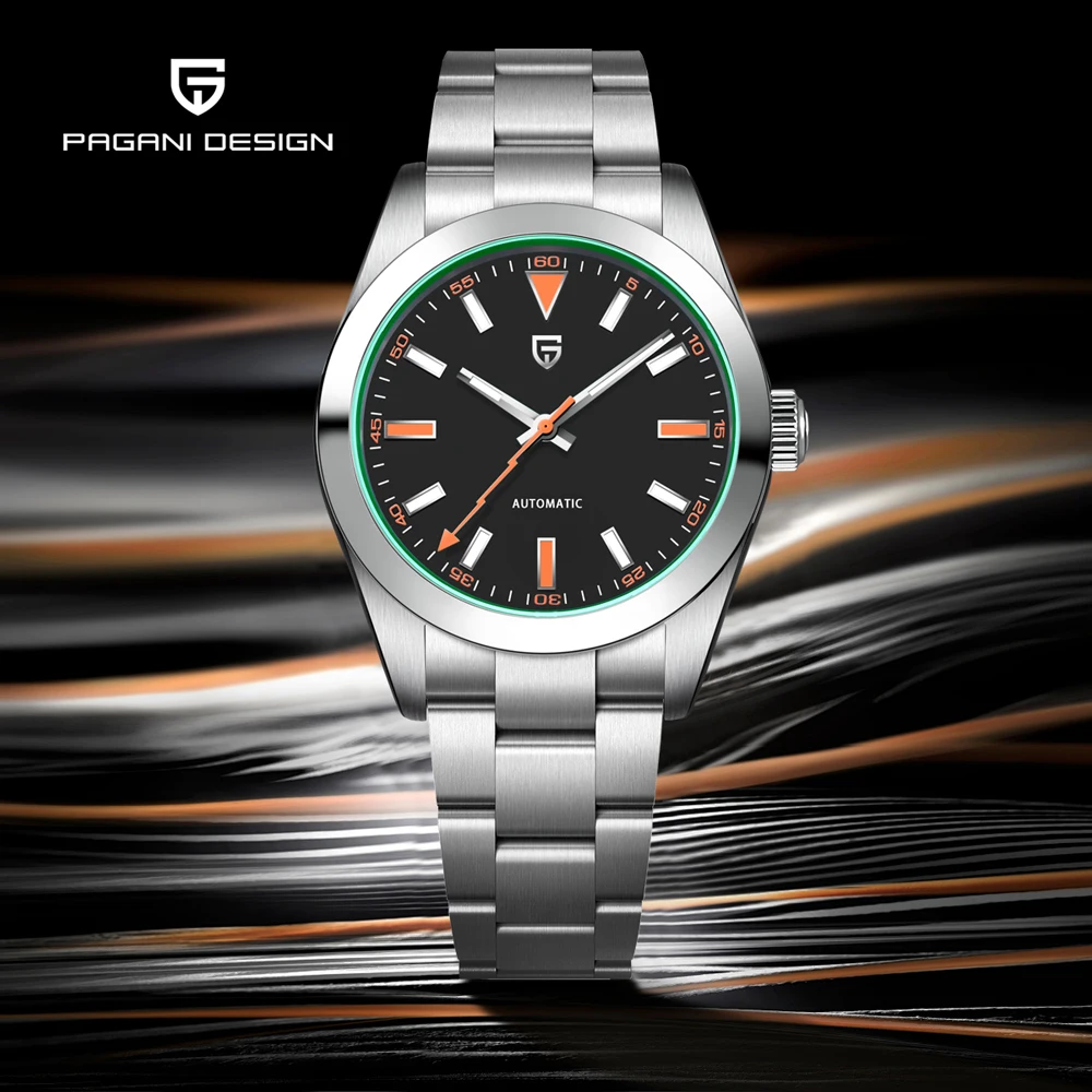 PAGANI DESIGN Green Circle 2025, Herrenuhren, mechanische Automatikuhr für Herren, NH35, Armbanduhren, AR-Saphirspiegel, wasserdicht