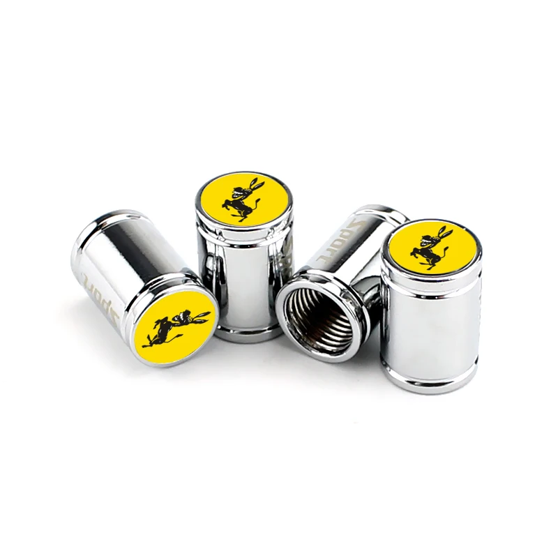 4PCS Car Wheel Tire Valve Stems Cap Yellow Donkey Pattern Air Cover For Ford Jeep Subaru Skoda Land Rover Mazda MG