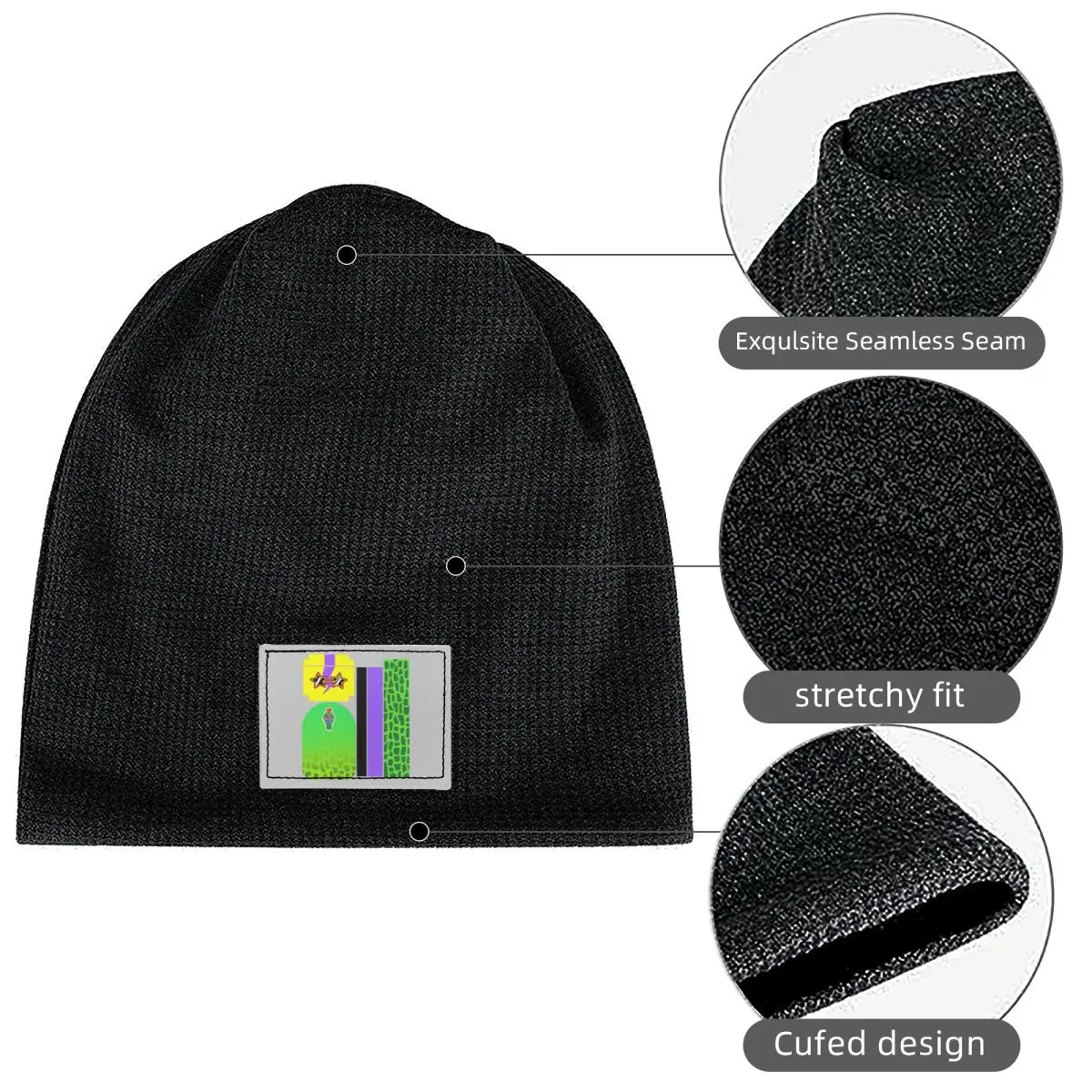 Montgomery Gator Fazbear Entertainment Waffle Knit Fleece Lined Beanie with PU Leather Patch Unisex Warm Winter Soft Cap