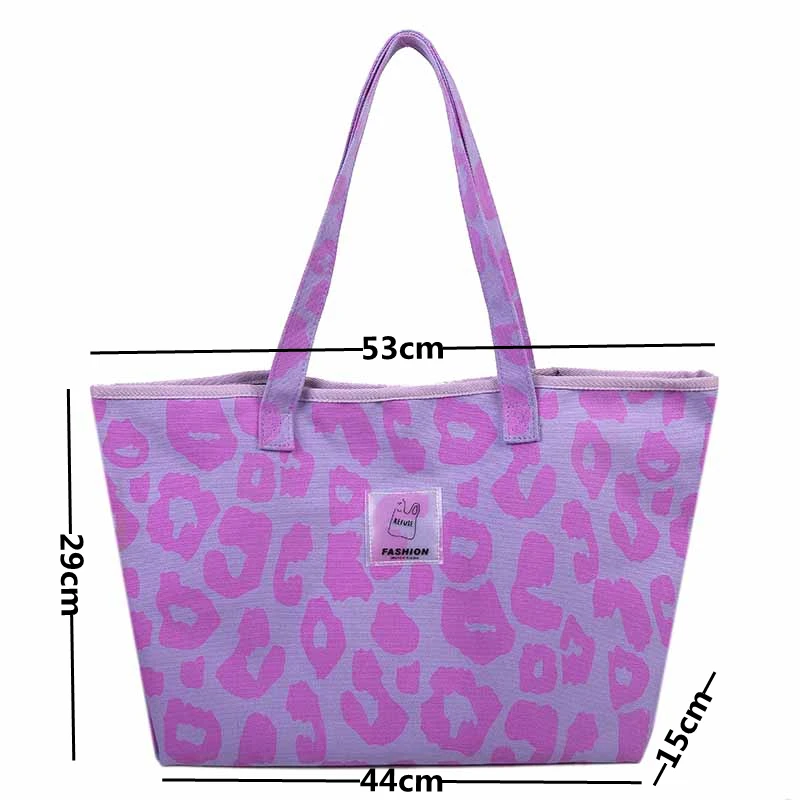 Bolso de mano de lona con patrón de leopardo para mujer, bolso de hombro informal de estilo coreano para estudiantes, gran capacidad, gran oferta