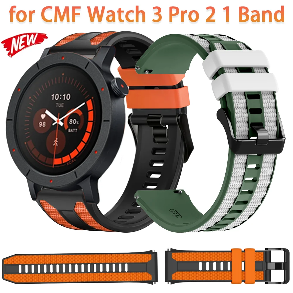 22mm Sports Silicone Strap for Nothing CMF Watch 3 Pro 2 1 Bracelet Wristband Amazfit Active Max Balance 3 2 Bip Max 6 5 Correa
