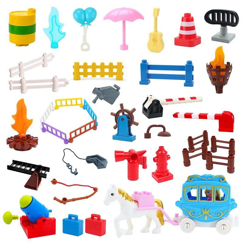 

Big Building Blocks Princess horse car cannon Fence Assemble DIY Toy For Children Compatible With DuploGG Set Bricks Baby Gifts