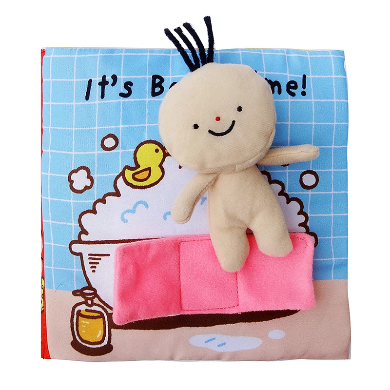 Montessori Baby Cloth Book Story Dolls Teach Bathing Activity Books Parent-child Interactive Toys Educational Learning Kids Book