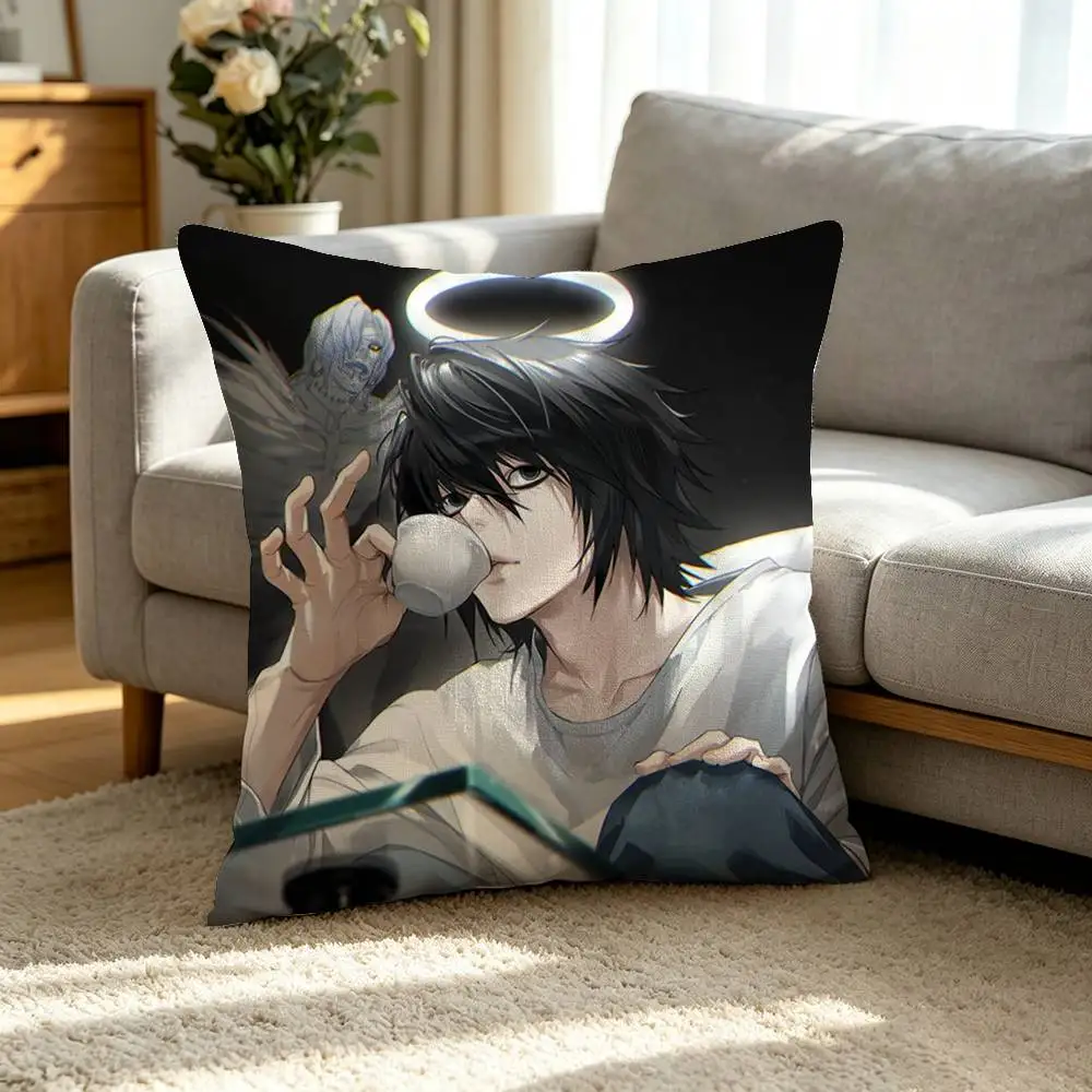 Anime D-Death Note L-Lawliet Square Double-Sided printed Pillow Case Bedroom Bedside Pillow Sofa Cushion Cover 5