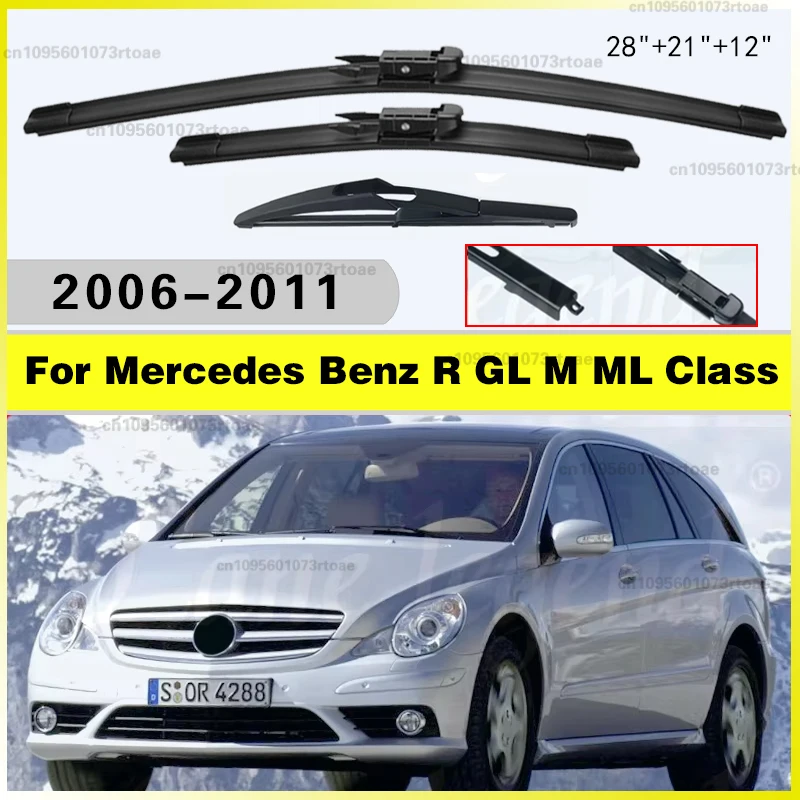 

Windshield Windscreen Window 28"21"12" Wiper Front Rear Wiper Blades For Mercedes Benz R GL M ML Class W251 W164 X164 2006-2011