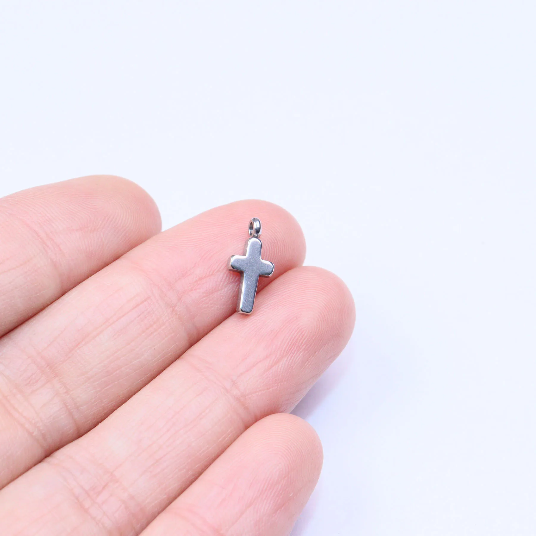 10pcs Stainless Steel Cross Jewelry Charms Pendant DIY Handcraft Waterproof Antiallergic