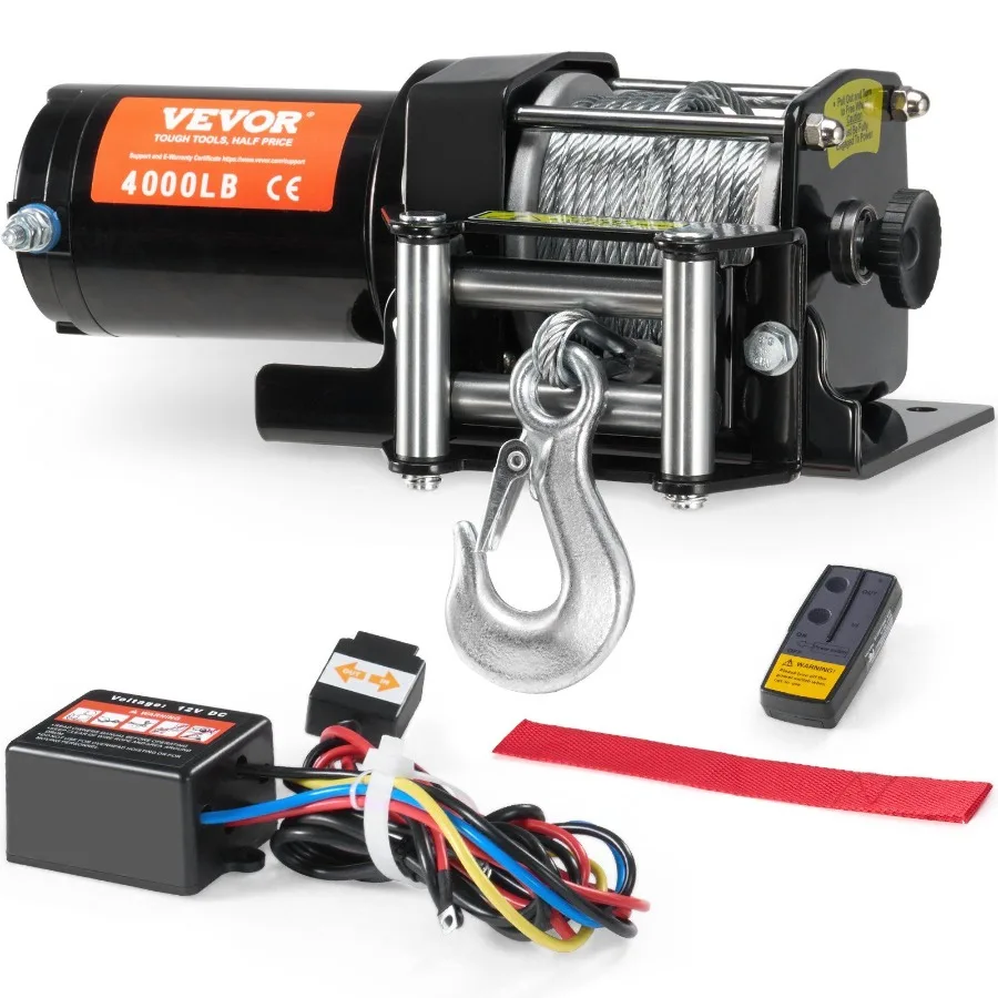 Verricello elettrico ATV UTV Cavo in acciaio da 4000 libbre IP55 Telecomando impermeabile