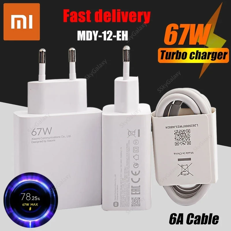 Original Xiaomi 67W Turbo Fast Charger EU Plug 6A Type C Cable For Mi 11 Pro Mix Fold Poco X3 GT X4 Pro 5G Redmi Note 11 Pro