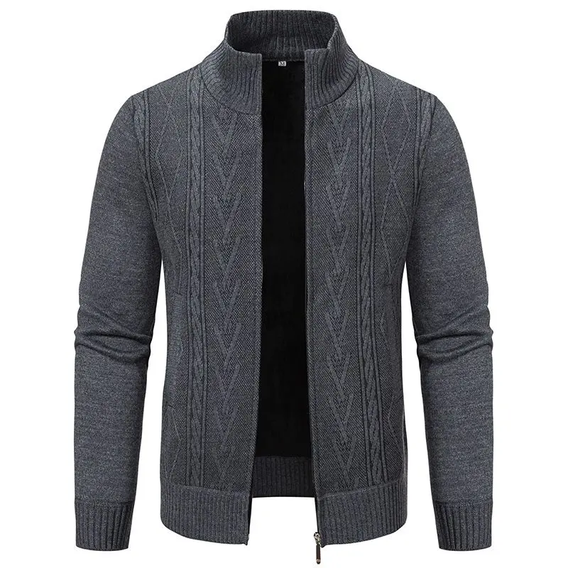 Velvet Thickened Cardigan Jacket Sweater for Men Autumn and Winter Loose Knitted Tops