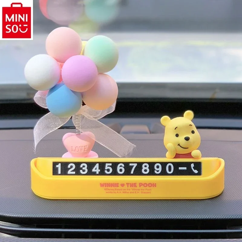 

MINISO Disney Winnie Bears Temporary Parking Number Sign Car Phone Number Magnetic Car Phone Sign Stitch Ornament