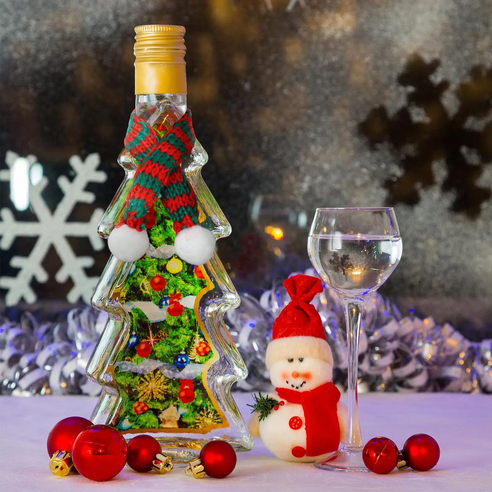 Mini Christmas Scarves for Craft Tiny Snowman Scarves 7.9 x 0.6 Inch Xmas Pet Knitted Scarf Doll Snowman Wine Bottle Scarf