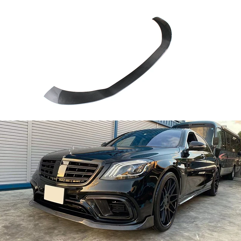 High Quality Car Front Bumper Lip for S-class W222 2018- S63 S65 Auto Spoiler Exterior Accessories Glossy Dry Carbon