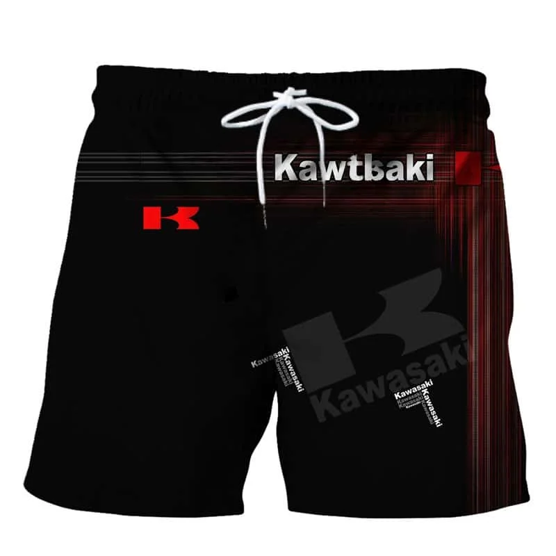 

Самые продаваемые мужские шорты Kawasaki с 3D-принтом, дышащие и модные быстросохнущие мотоциклетные шорты черного и красного цвета