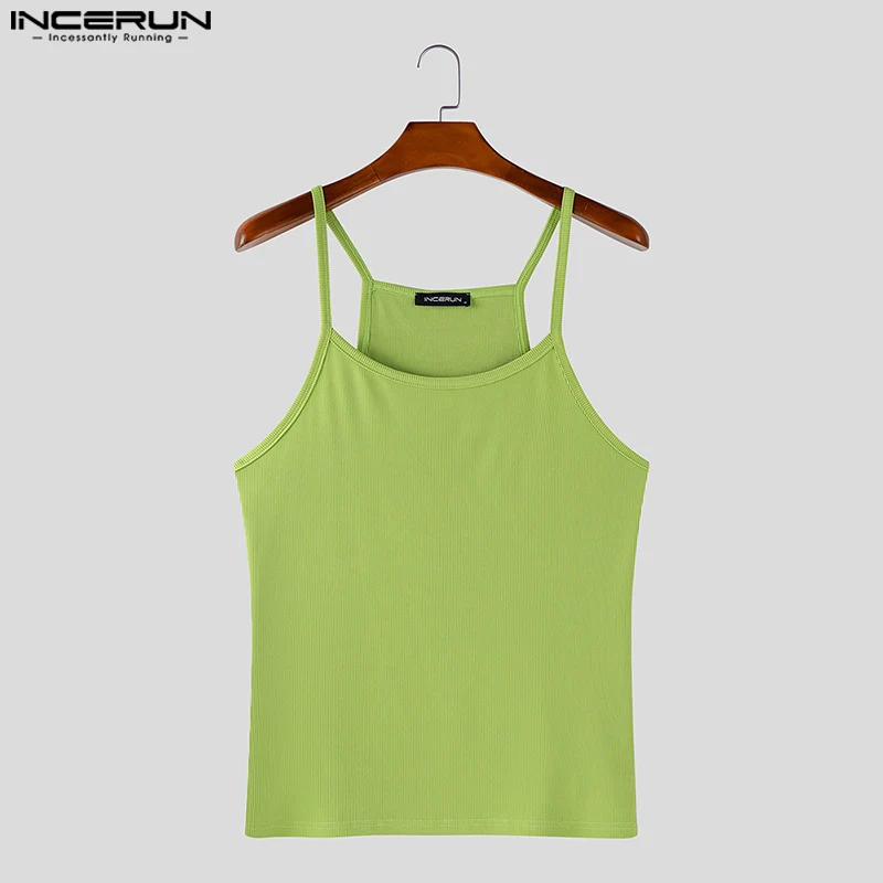 INCERUN Männer Tank Tops Einfarbig Oansatz Ärmellose Sexy Männliche Westen Sommer Streetwear Gestrickte 2025, Dünne Mode Männer Kleidung