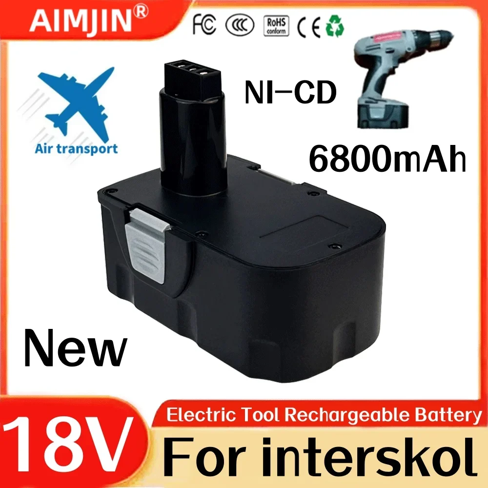 18V 6800mAh Ni-CD/Ni-MH Screwdriver Replacement Rechargeable Battery,Suit for Interskol DA-18ER Power Tool Cordless Drill H18