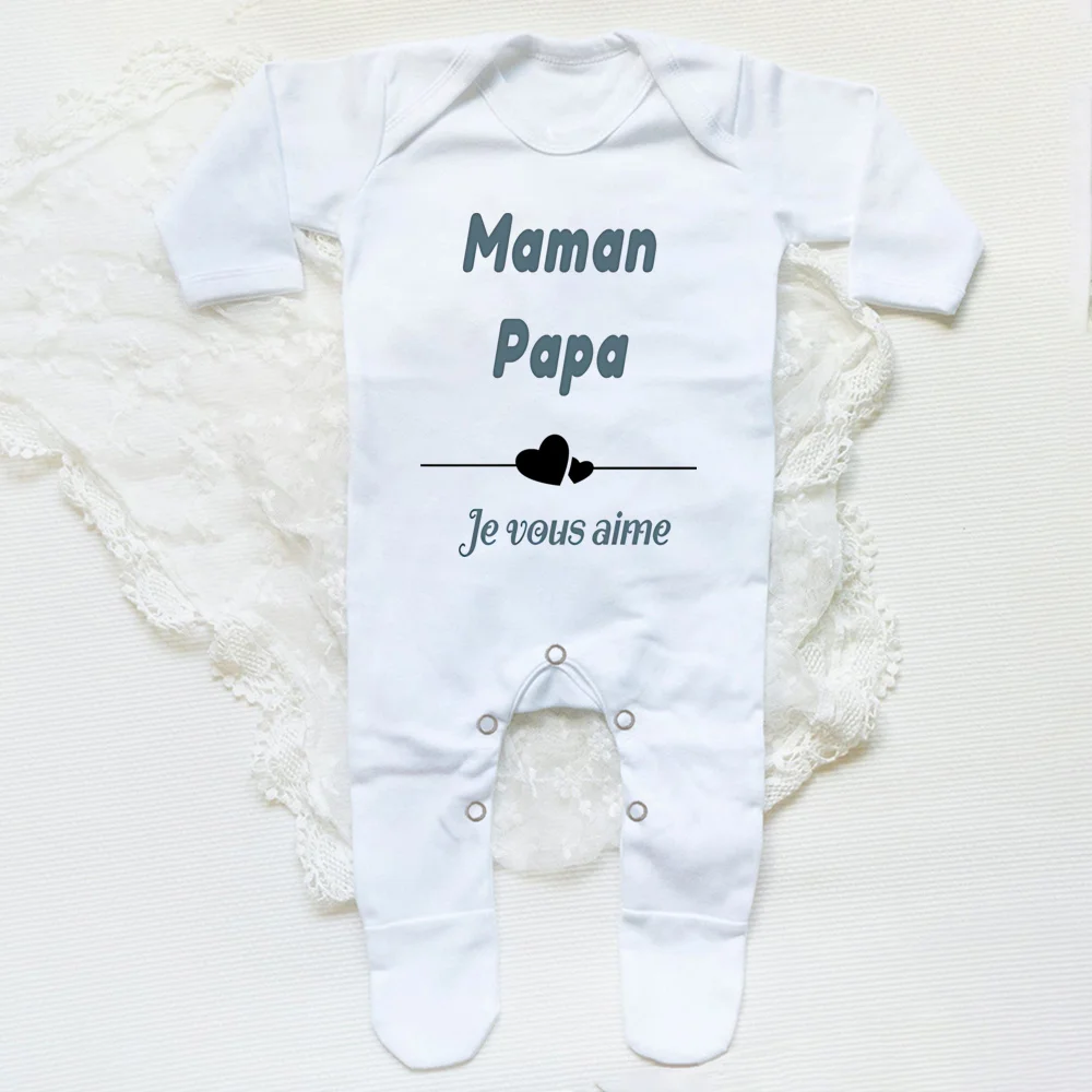 Ropa de dormir con estampado de letras I Love You para bebés, pelele suave e informal de manga larga para recién nacidos, ropa de fiesta familiar