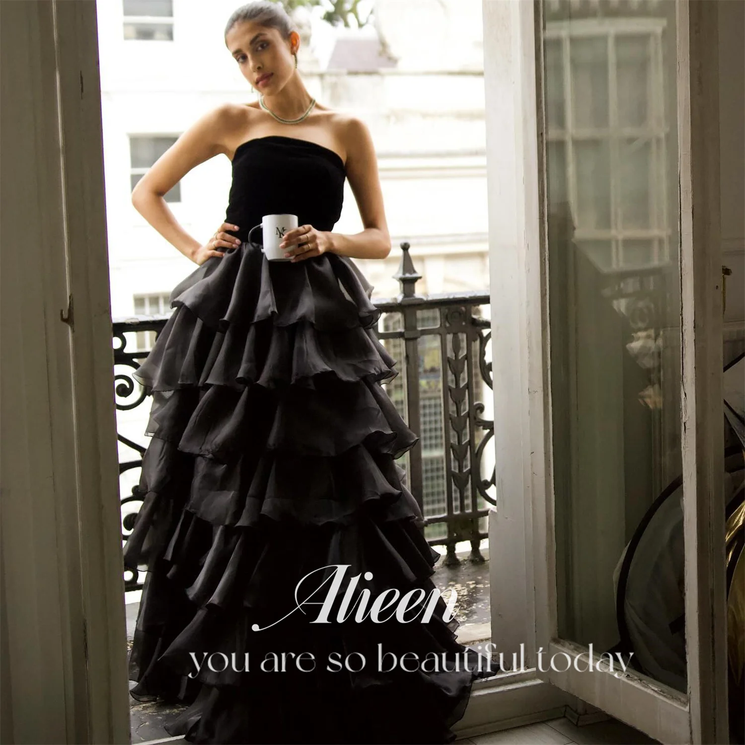 

Aileen Evening Gown Multi-layer Gala Dress Customized Women's Evening Party Dresses for Special Occasions Black Robe Soiree Prom