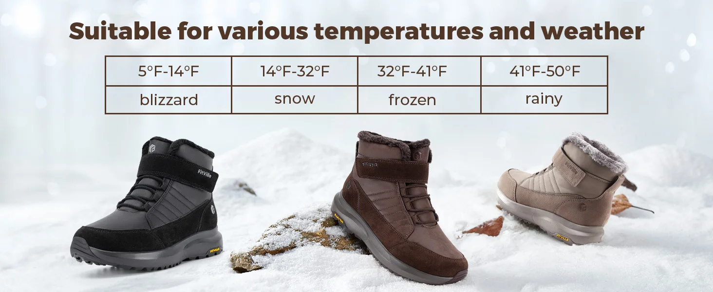 FitVille Extra Breite Herren-Wanderstiefel, Warm Gefüttert mit Fell, Schneewinterstiefel, Leichte Rutschfeste Outdoor-Trekkingschuhe für Herren, Herbst – Detail 9