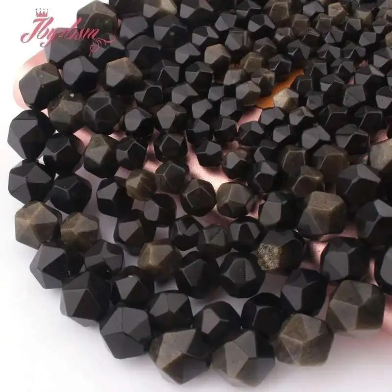 

Natural Gold Obsidian Faceted Stone Beads For Necklace Bracelet Jewelry Making Spacer Strand 15 Inches DIY Loose Beads 6/8/10mm