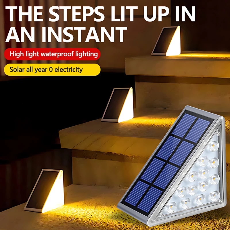 

Светодиодный светильник для лестницы, уличный светильник IP65, водонепроницаемый солнечный свет с линзой, противоугонный дизайн, декоративное освещение для садовой дорожки
