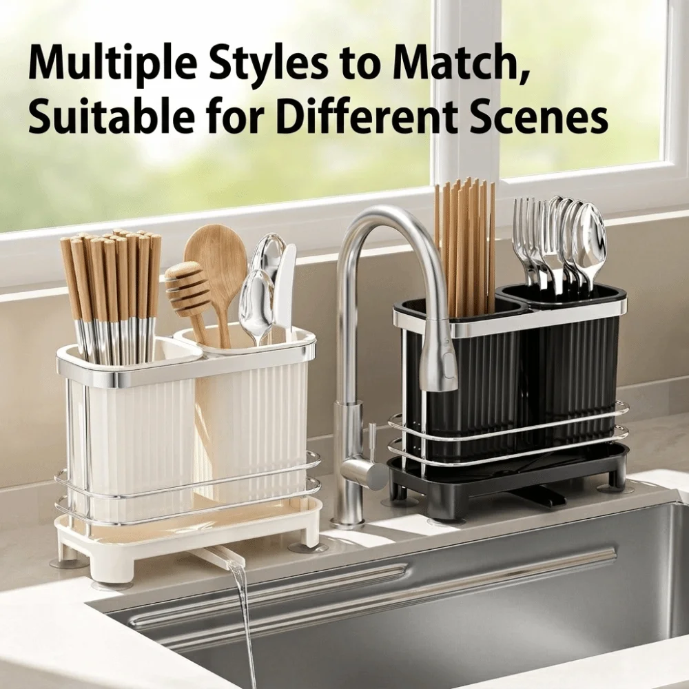 Self-Draining Dishware Draining Rack Light Luxury Multi-functional Kitchen Organizer Durable Space-Saving Chopstick Storage Rack