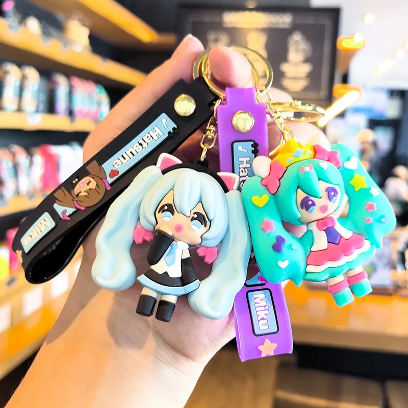 

Hatsune Miku Keychain Anime Doll Bag Cartoon Small Decoration Accessories Car Key Chain Backpack Charm Christmas Gift