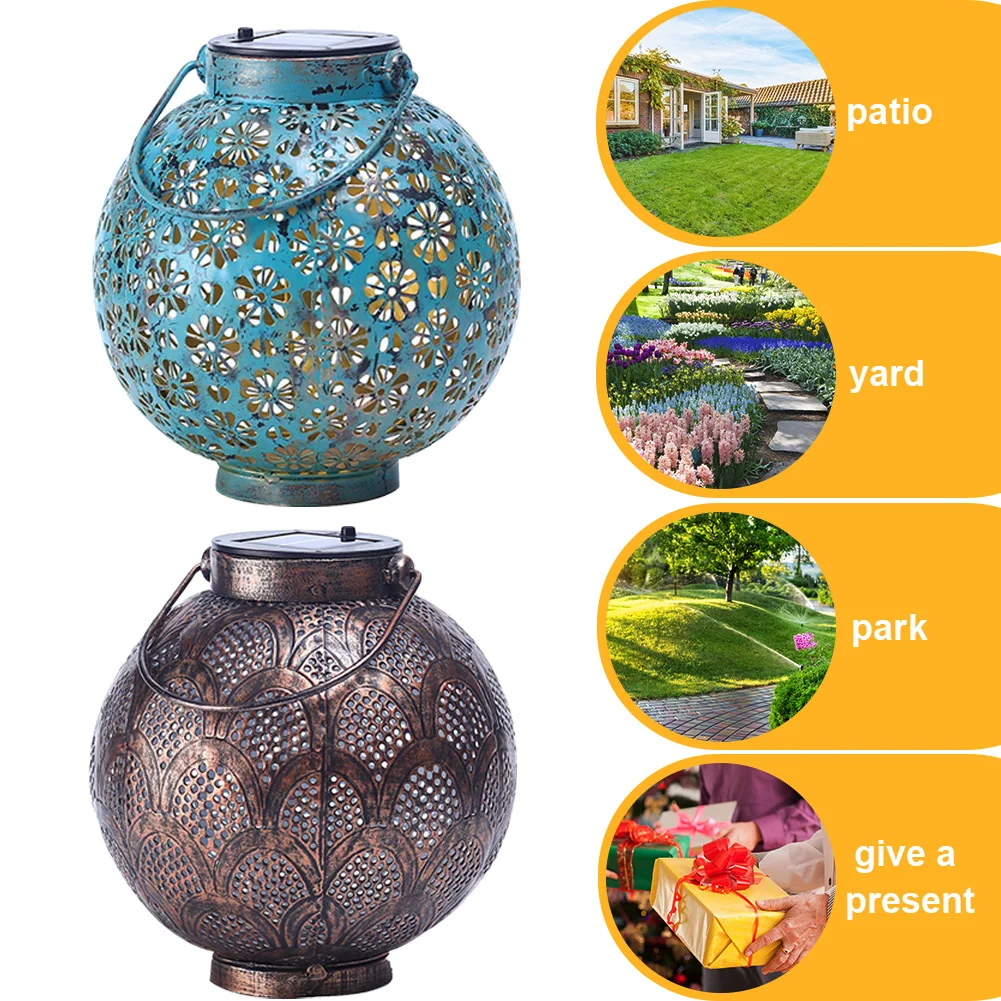Solar Lantern Waterproof Decorative LED Lanterns Metal Outdoor Garden Lantern for Yard Patio Tabletop Pathway Garden Decor
