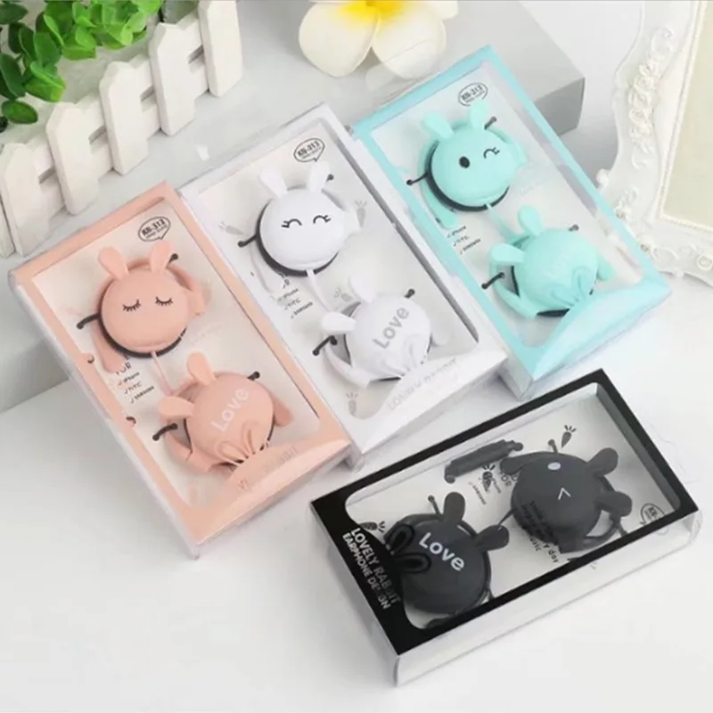 

3.5mm Cute Cartoon Rabbit Earphone Ear Hook Wired Earphones Sports Stereo Headphones Noise Reduction Headset For Girls Gifts