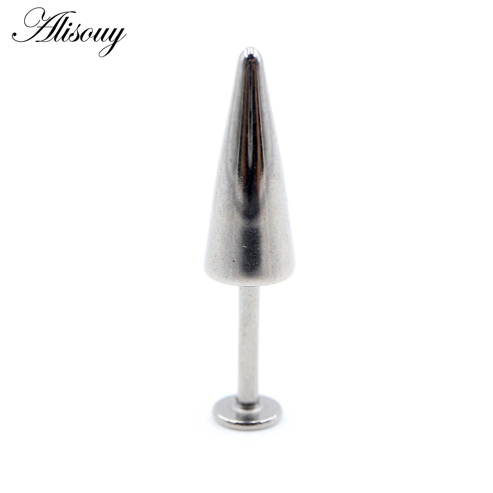 Alisouy 1PC Stainless Steel Rivet Taper Cone Spike Tragus Helix Bar Labret Lip Rings Stud Cartilage Ear Earring Piercing Jewelry