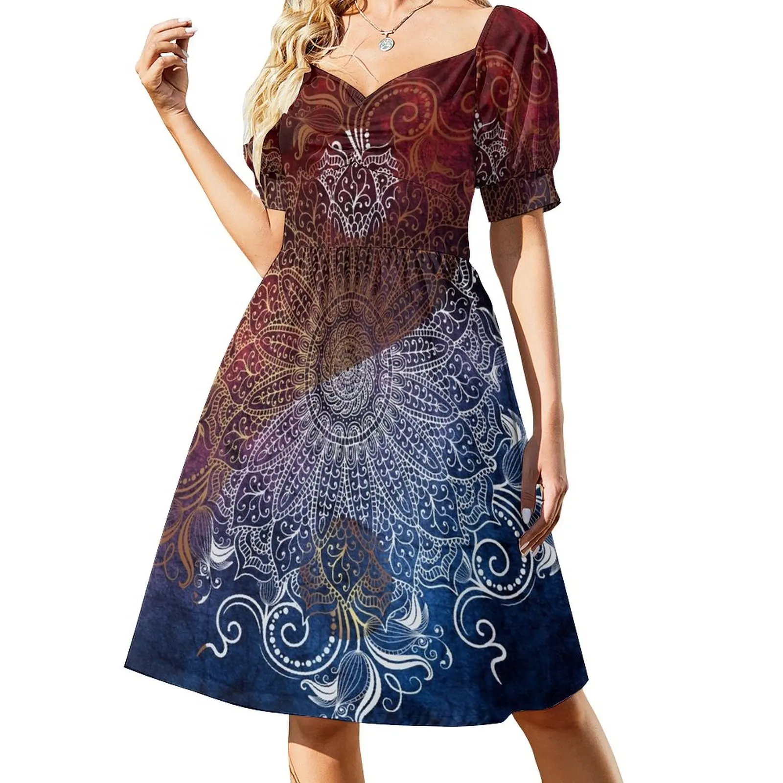 

Mandala - Fire & Ice, yang version Sleeveless Dress evening dresses women Bride dresses sexy dress sensual sexy dress for women