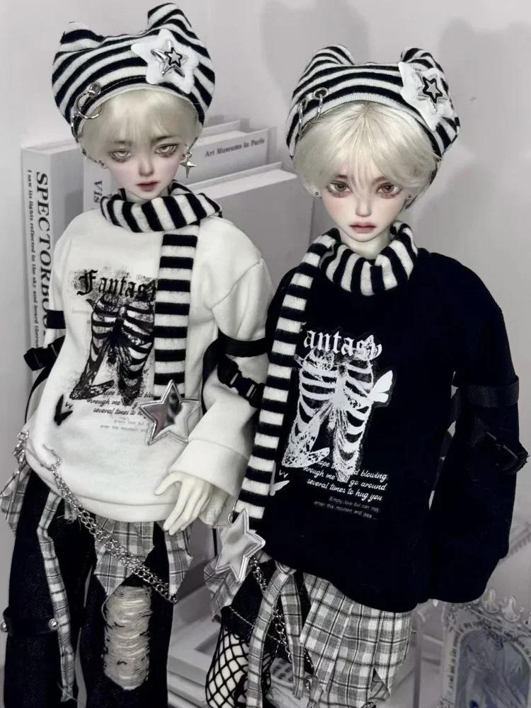 BJD 人形の服 1/4 人形用黒、白のパンツスカートセット人形服アクセサリー (人形なし)