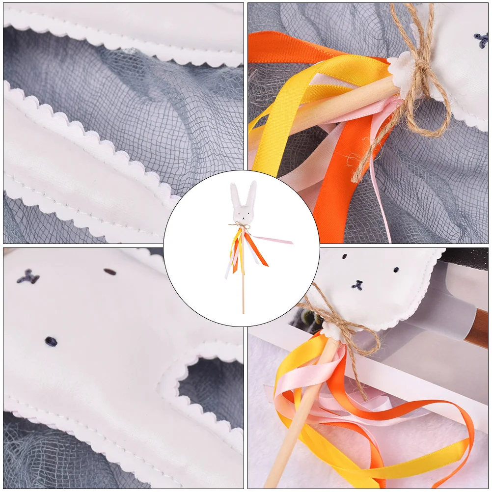 

2Pcs Easter Rabbit Fairy Stick Children Plaything Party Ornament Bunny Wand Easter Gift Fun Rabbit Pattern Stick Adorn