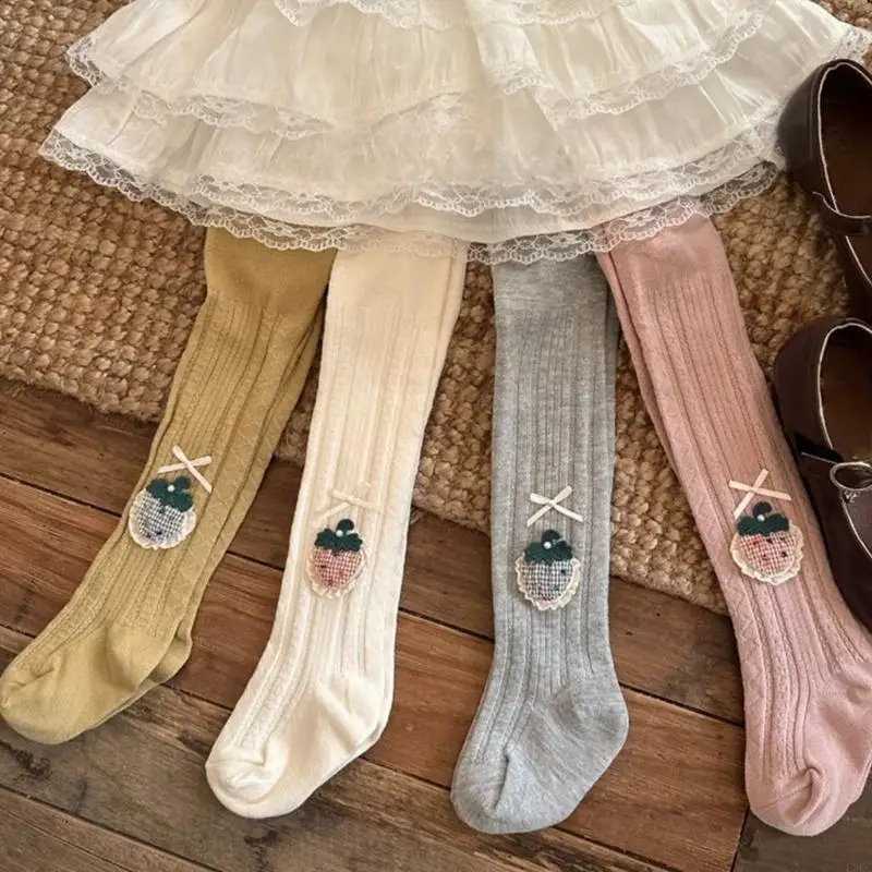 

F3KC Kids Cotton Ribbed Tights Soft Stretchy Leggings For Spring Autumn Seasonal Wear