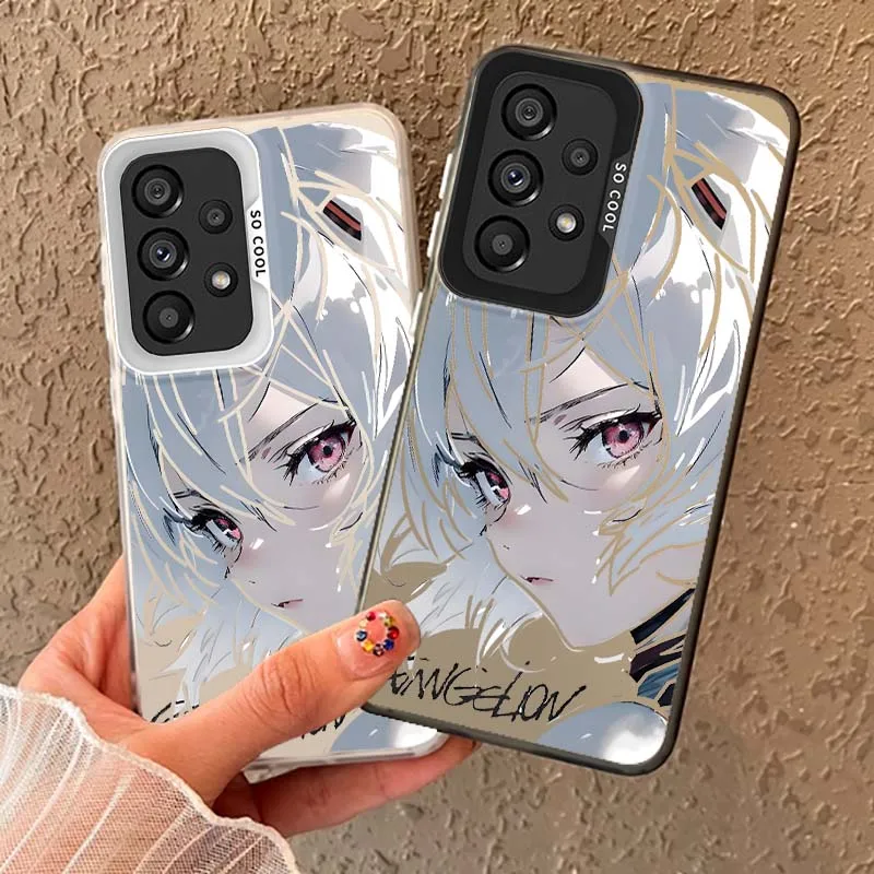 Cartoon R-Rei A-Ayanami For Samsung Galaxy A06 A07 A16 A14 A22 A25 A26 A33 A35 A36 A55 A56 M55 Colored Silver Phone Case Soft