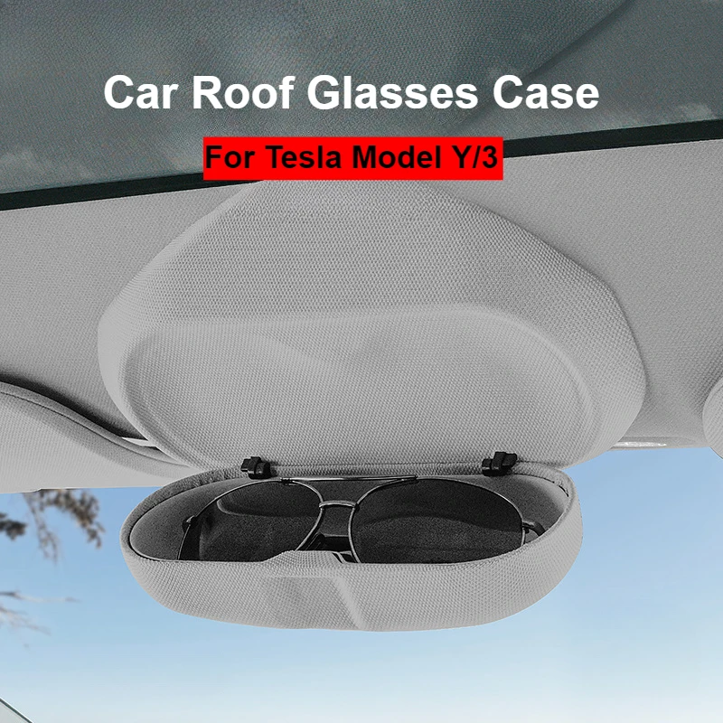 Car Roof Glasses Case for Tesla Model 3/Y 2021-2024 Sunglasses Storage Box Organizer Spectacle Case Decoration Car Accessories