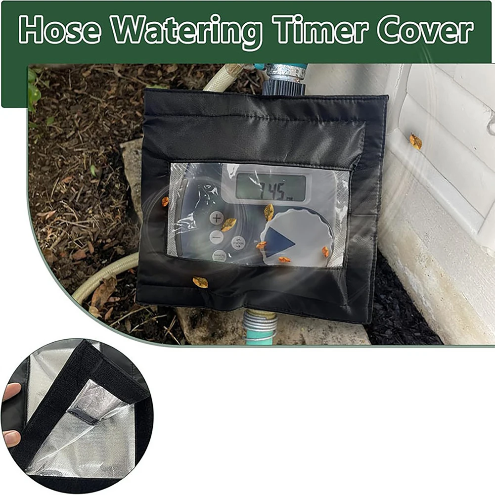 

Watering Timer Cover for Hose Faucet with Transparent Window for Timer Monitoring Weatherproof Oxford Cloth Construction