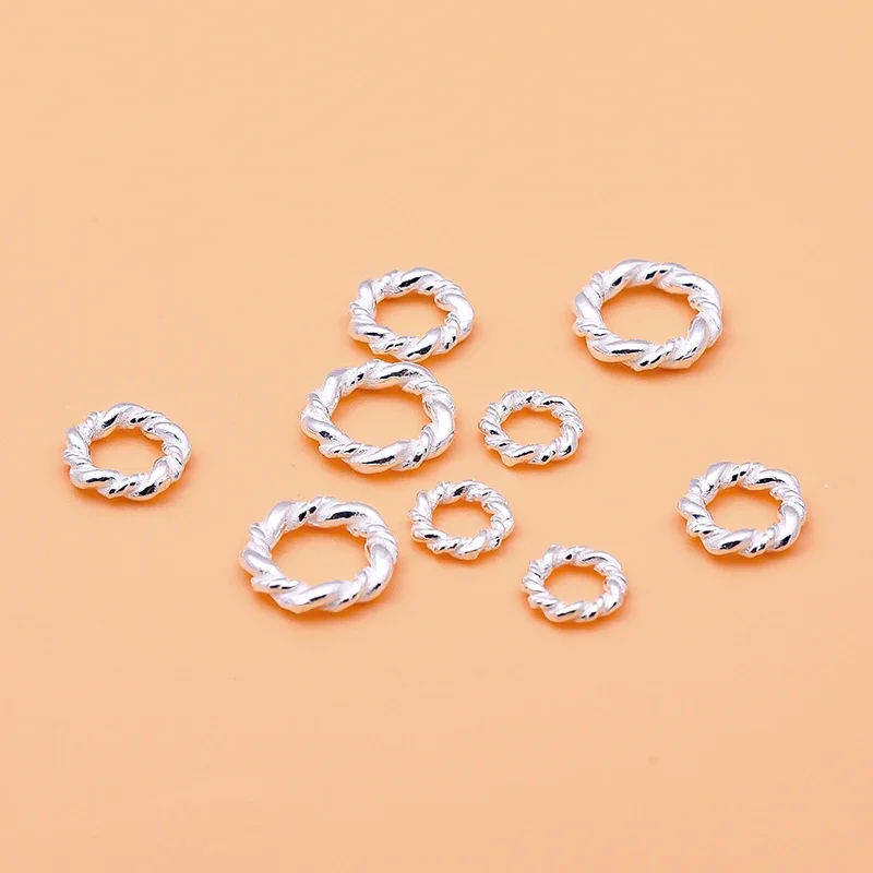 5PCS S925 sterling silver jewelry diy accessories fried dough twist ring spiral ring closed ring spacer manual beading material