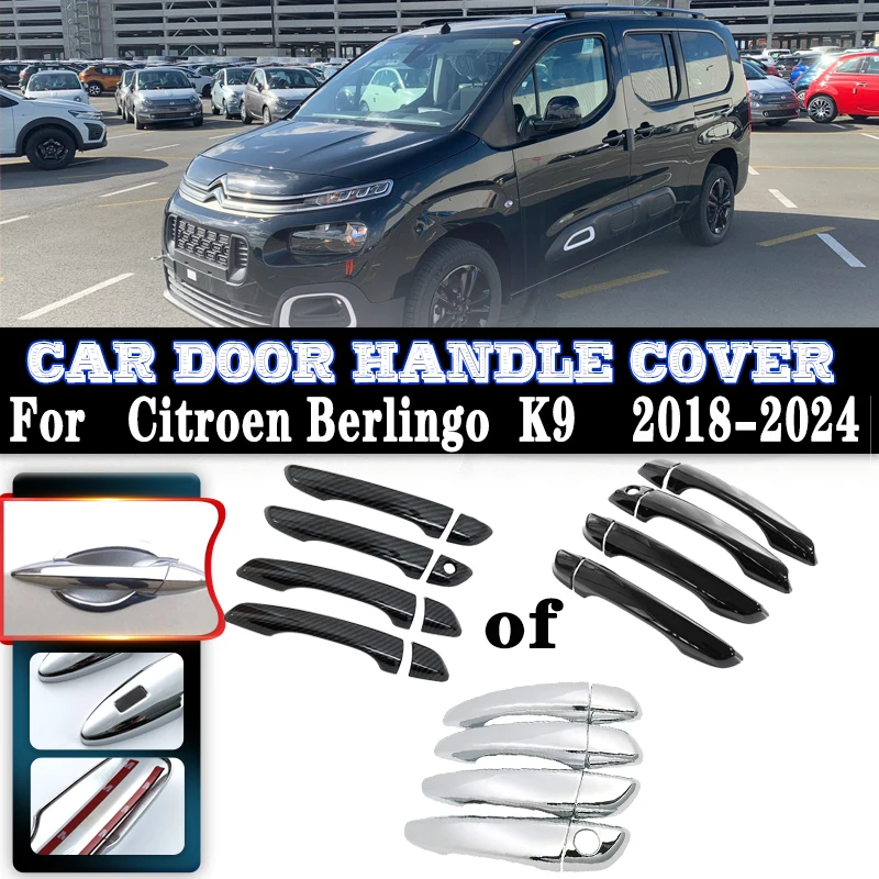 For Citroen Berlingo K9 2019~2024 Peugeot Partner Par Car Door Handles Covers Exterior Scratch Protective Decor Car Accessories