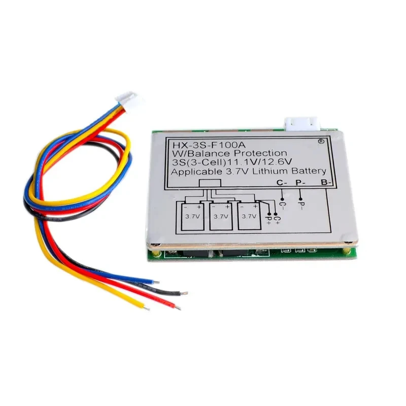 3S 12.6V 100A Li-ion Lithium 18650 Battery BMS PCB Protection Board with Overcharge and Over Discharge Protection HX-3S-F100A