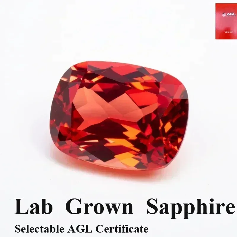 

Rectangular VVS Cushion Shape Sunset Red Lab Grown Sapphire DIY Charms Main Materials Certifica