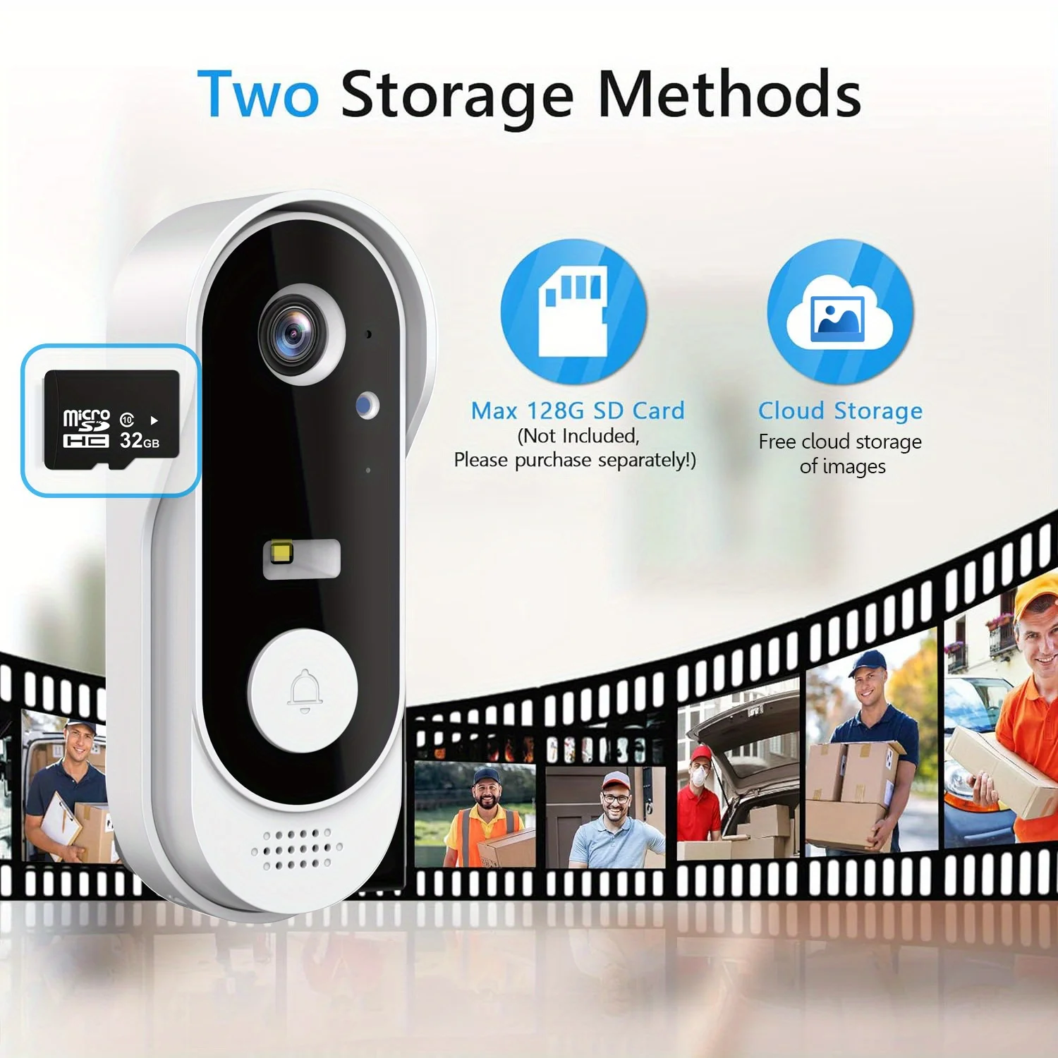 Tuya-Sonnette vidéo intelligente sans fil WiFi, caméra HD extérieure bidirectionnelle, prise en charge de la carte SD, stockage en nuage, étanche, 1080P