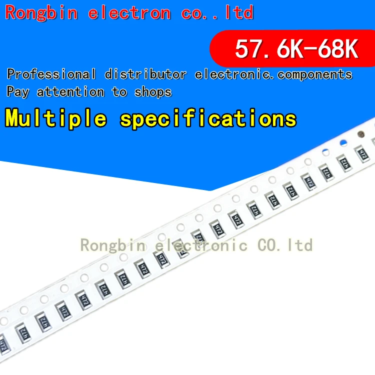 

100PCS 1206 SMD resistor 1% 1/2W 57.6K 59K 61.9K 62K 63.4K 64.9K 66.5K 68K