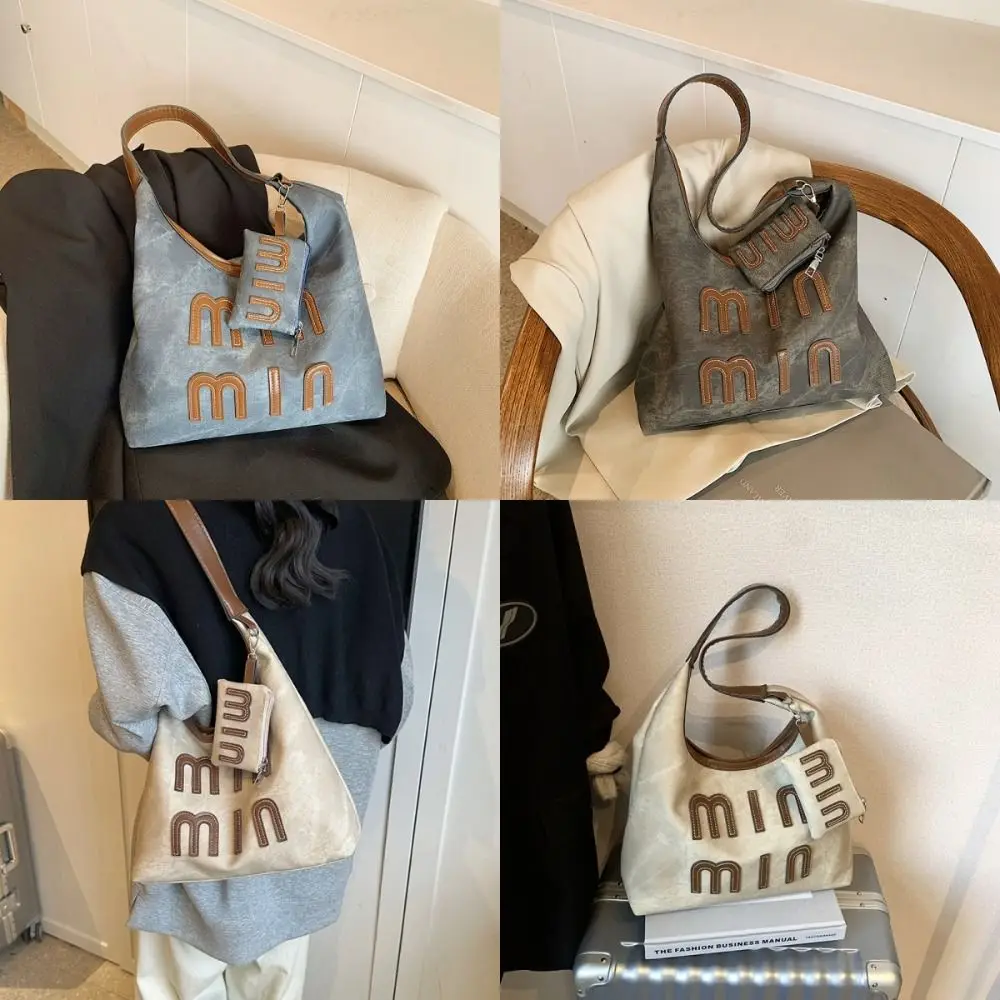 

Fashion PU Leather Shoulder Bag Retro Large Capacity Shopping Bags Multiple Color with Coin Bag Handbag for Women Girls