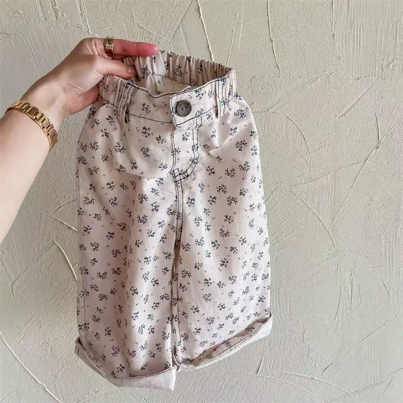 

Girls' Pants Children's Korean Version Spring and Autumn Washed Cotton Harem Pants Girl Baby Casual Pants