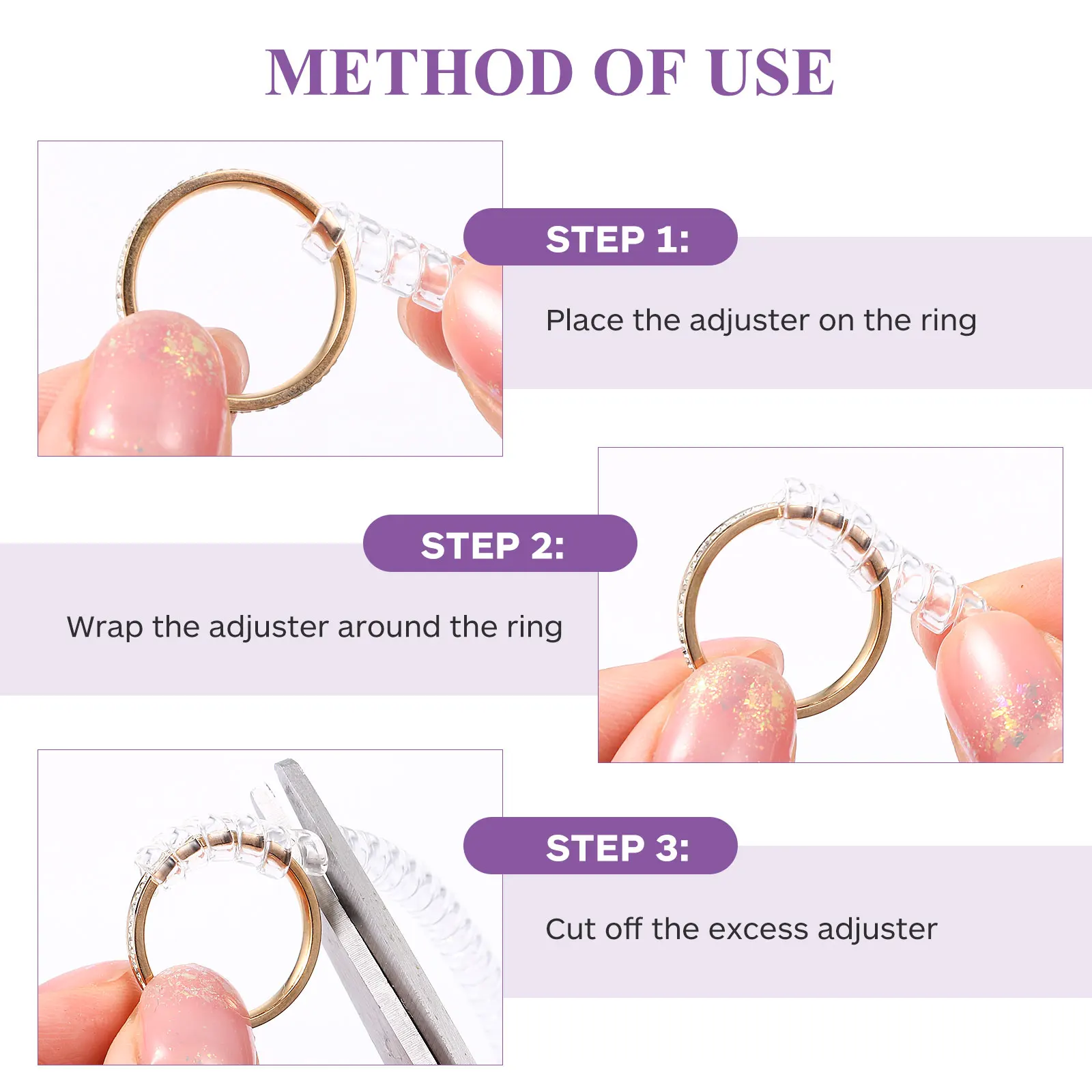 12 قطعة حجم الحلقة الضابط شفافة لشد غير مرئية الكمال صالح خواتم مسطحة مستديرة صنع المجوهرات أداة إصلاح حجم الحلقة