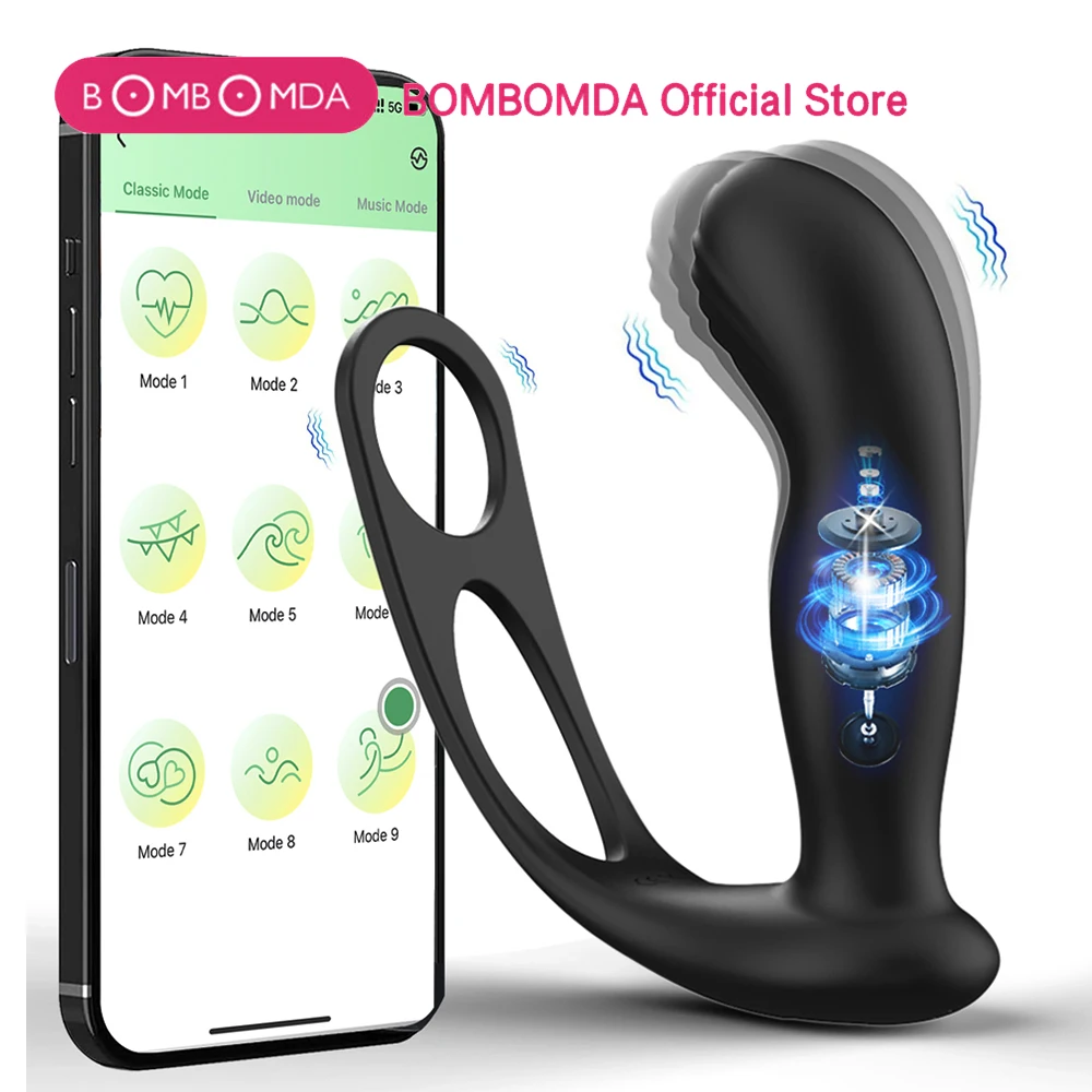 Male Prostate Massager Wireless Control Anal Plug Ring Delay Ejaculation Butt Plug Vibrator Sex Toy for Men Masturbator